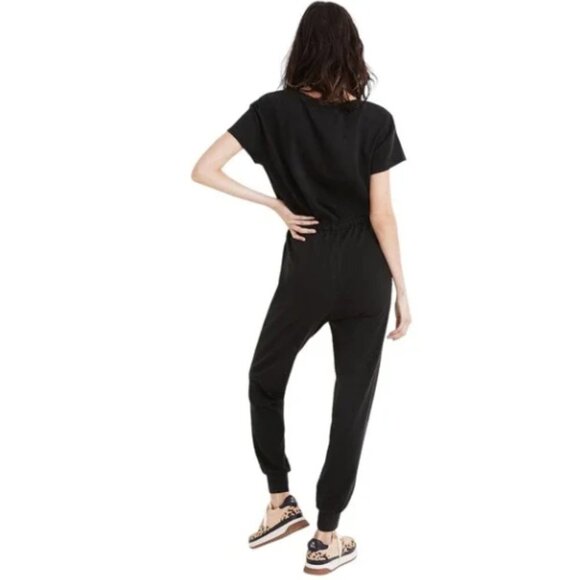 MADEWELL MWL Breeze Drawstring Black Short Sleeve Jumpsuit Size Extra Small - Picture 2 of 10